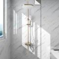 Close-up detail of white marble pattern waterproof self-adhesive wall sticker for bathroom - 1 Meter Pack (60cm Wide) / Jazz White