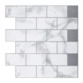 3D Marmer Zelfklevend Muurtegel Sticker Waterdicht Keuken Achterwand Behang Folie - Wit Marmerpatroon (YJC0073Y)