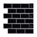 Glossy black 3d subway tile self adhesive wall sticker waterproof kitchen decor wallpaper - Black (YJC0094Y)