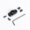 Black metal flat bottom strap connector set with 2-hole mount base and hardware - Dual Hole Fixing Mount Set