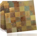Vista detallada que muestra la textura metálica de los azulejos de mosaico 3D adhesivos - Serie Mosaico (Bronce 50*50)
