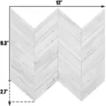 Dimensiones del adhesivo de pared 3D autoadhesivo con mosaico de chevron blanco - Serie Espiga (Madera Blanca)