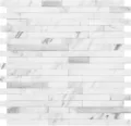 Pegatinas de azulejos 3D autoadhesivas de mármol blanco y metal plateado cepillado - Serie Mármol (Plata Blanco)