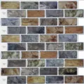 Piastrella da parete adesiva effetto pietra carta da parati mattone impermeabile stanza - Motivo a Pietra Multicolore 3D (YJC0070)