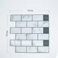 3D adhesive peel and stick wall tile sticker with white marble pattern, 305x305mm - Marble Subway Tile (YJC0073Y) / 30.5x30.5cm