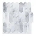 Adesivo murale 3D in marmo grigio autoadesivo impermeabile per cucina e bagno piastrelle - Scaglie di Pesce Marmo Grigio Bianco / YJC0225