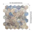 Piastrella mosaico marmo metallo adesivo per parete, impermeabile per bagno e cucina - YSL014 Esagonale Intarsio Metallo (313*305mm)
