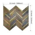 Piastrella murale mosaico metallo spina di pesce 3D adesivo per cucina e decorazione casa - 308*315mm / Stile Chevron Marrone Oro (YLS030)