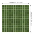 Green epoxy mosaic tile sticker showing dimensions of 236mm by 9.29 inches. - Green 3D Granules (YJC0557)