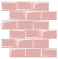Roze 3D tegelsticker om te plakken, glanzende waterdichte bakstenen wanddecoratie voor meubels. - Roze Baksteenpatroon (YJC0093)
