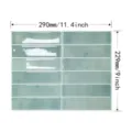 Teal green 3D self-adhesive backsplash tile sticker measuring 11.4 x 9 inches for kitchen. - Glazed Strip Style (PDD022)