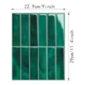 Sticker Carrelage Mosaique 3D Vert Brillant Impermeable Decoration Murale Cuisine - Motif à Ondes Longues (YJC0373) / 22.9x29cm / Vernissé Vert