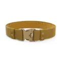 Detail view of a 5.5cm tactical belt with plastic buckle and snap fasteners - 130cm / Tan