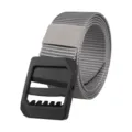 Men's tactical nylon-style canvas belt with black ladder lock buckle for outdoor use - Gray