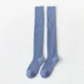 Thickened fuzzy over-the-knee socks cozy coral fleece warm long stockings for winter home use - One Size (35-39) / Blue