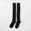 Thick warm over the knee fuzzy socks for women winter black coral fleece cozy long stockings - One Size (35-39) / Black