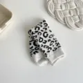 Leopardenmuster Mid-Calf Winter warme Wollesocken, retro dicke thermische Socken Variante. - 35-39 / Weiß