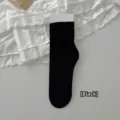 Elegant black velvet slouch crew sock for women with ribbed texture - One Size / Black