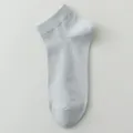 Men's light grey mesh low-cut boat socks breathable thin ankle socks solid color casual wear - One Size / Light Blue
