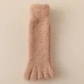 Soft camel coral fleece five-finger socks for women designed for winter warmth and home comfort - Milk Tea - 1 Pair