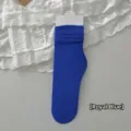 Women's thin velvet mid-calf slouch socks in vibrant royal blue candy color tone - One Size / Sapphire Blue