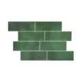 Adesivo murale con motivo in mattoni verdi impermeabile 3D carta da parati immagine - 29.4x21.4cm / Verde
