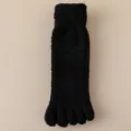 Soft black coral fleece five-toe warm mid-calf socks for women home sleep floor wear - Black 1 Pair