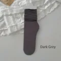 Dark grey ribbed velvet slouch mid-calf socks for women in clean minimalist style - One Size / Dark Gray