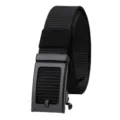 Professional men's black tactical nylon woven belt with toothless automatic buckle - Black / 125cm