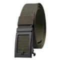 Men's tactical belt with automatic buckle and thickened military green nylon webbing strap - Green / 125cm