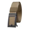Men's khaki tactical belt featuring a heavy-duty automatic buckle and woven nylon strap - Khaki / 125cm