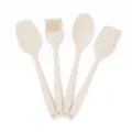 Professional 4-piece cream silicone baking utensil set including spatulas and brush - Four-Piece Set / Off White