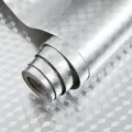 Papel pintado adhesivo plateado con patrón de diamantes 3D, resistente al aceite para cocina - Ancho 60 cm * 3 m / Rejilla de cubos plateada