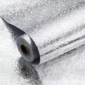 Cocina papel aluminio impermeable autoadhesivo papel tapiz resistente aceite pegatina rollo. - Ancho 60 cm * 3 m / Silver orange peel