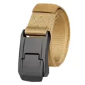 Durable khaki tactical belt with matte black aluminum alloy buckle for outdoor use - 125cm / Khaki