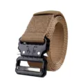 Tactical 3.8cm nylon belt in khaki featuring a heavy-duty black quick-release alloy buckle - 125cm / Khaki