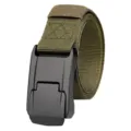 Durable olive green tactical outdoor belt with matte black aluminum alloy buckle for men - 125cm / Green