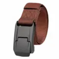 Brauner taktischer Nylon-Gürtel mit schwarzer Aluminiumschnalle für Herren - 125cm / Kaffeebraun