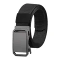 Taktischer Herren-Nylongürtel mit mattschwarzer Automatik-Schiebeschnalle, schwarzes Segeltuch - 125cm / Schwarz