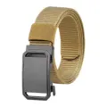 Lässiger khakifarbener Nylon-Stoffgürtel für Herren mit schwarzer Automatikschließe - 125cm / Khaki