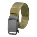 Hochwertiger Herren Tactical Nylon Gürtel mit flacher schwarzer Automatikschließe in Olivgrün - 125cm / Armeegrün