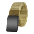 Durable khaki nylon tactical belt with matte black automatic buckle for men's casual wear - 125cm / Khaki