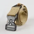 Khaki tactical nylon web belt featuring a black alloy quick-release cobra buckle - 125cm / Khaki