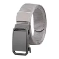 Stylischer grauer Nylon Gürtel für Herren mit glatter schwarzer Automatikschließe - 125cm / Grau