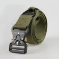 Olive green tactical belt with heavy-duty black metal cobra quick-release buckle. - 125cm / Army Green