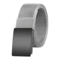Premium gray nylon canvas belt for men featuring a black automatic holeless buckle for casual wear - 125cm / Gray