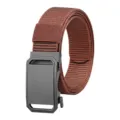 Premium brauner Nylon-Gürtel für Herren mit schicker schwarzer Automatikschließe - 125cm / Kaffeebraun