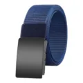Durable blue nylon canvas belt for men featuring a matte black automatic buckle closure - 125cm / Navy Blue