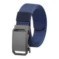 Blauer Herren-Nylongürtel mit mattschwarzer Automatikschließe - 125cm / Marineblau