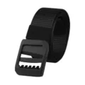 Durable black nylon tactical belt with matte black buckle for outdoor sports training - Black